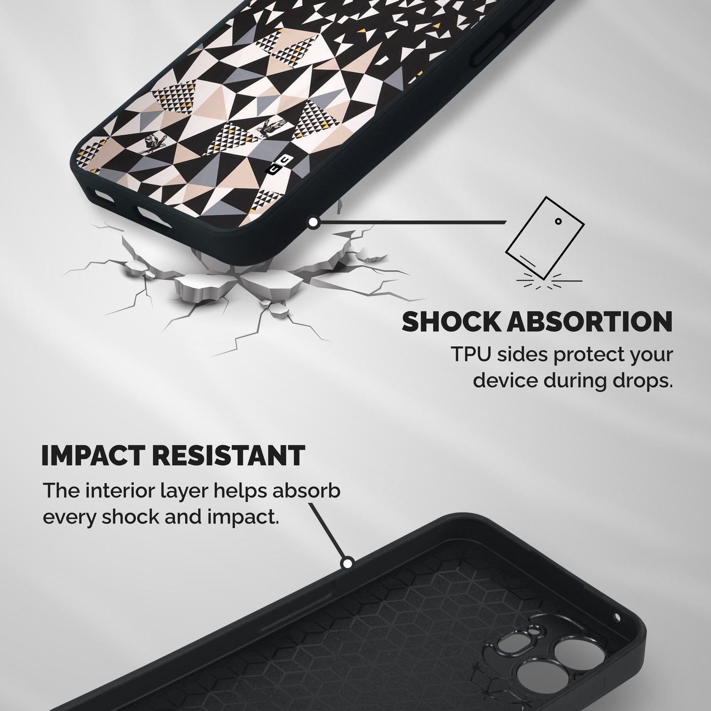 Abstract Varied Triangles Shockproof Hybrid Protection (Metal + TPU) Back Case Cover