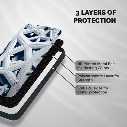 Abstract White Lines Shockproof Hybrid Protection (Metal + TPU) Back Case Cover