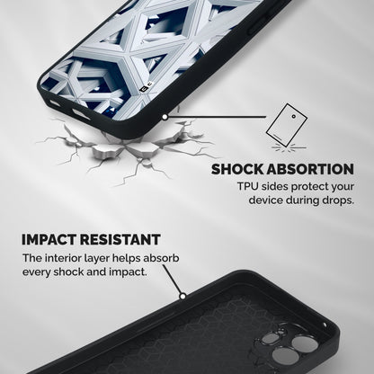Abstract White Lines Shockproof Hybrid Protection (Metal + TPU) Back Case Cover