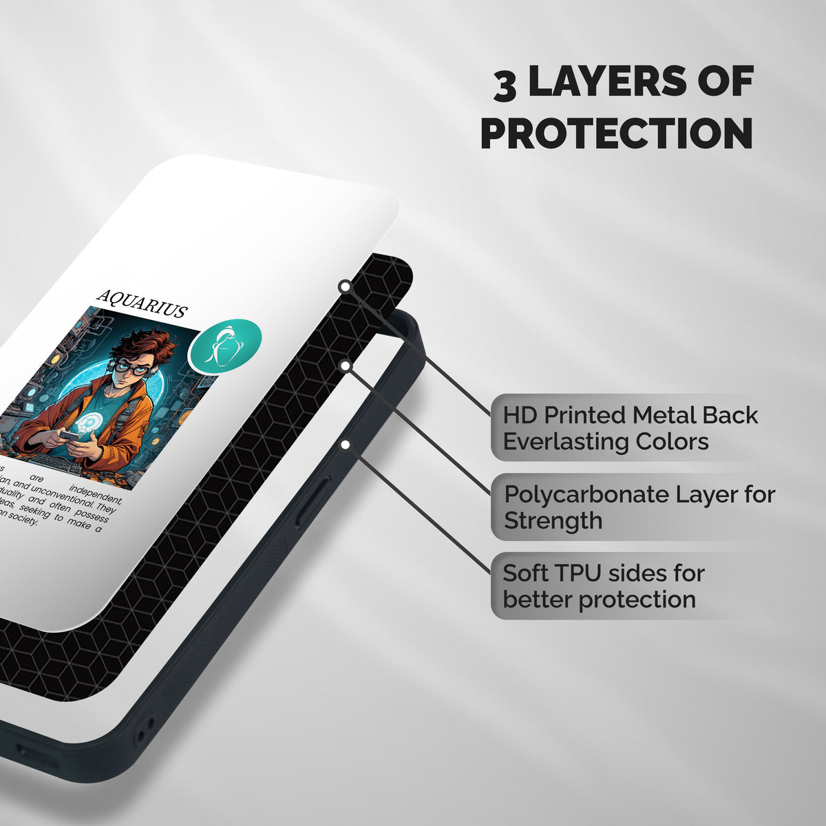 Admire Aquarius Shockproof Hybrid Protection (Metal + TPU) Back Case Cover