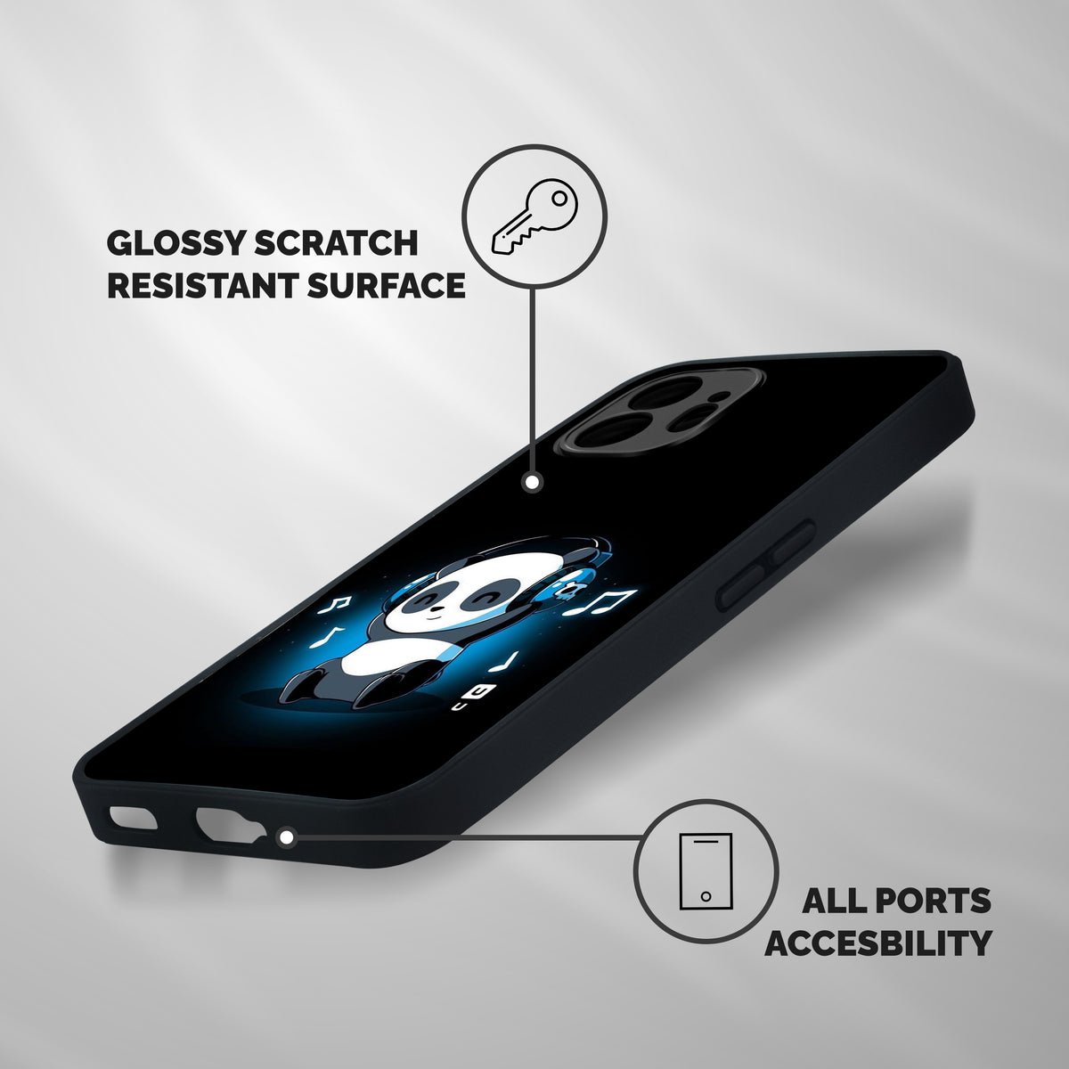 Adorable Panda Enjoying Music Shockproof Hybrid Protection (Metal + TPU) Back Case Cover