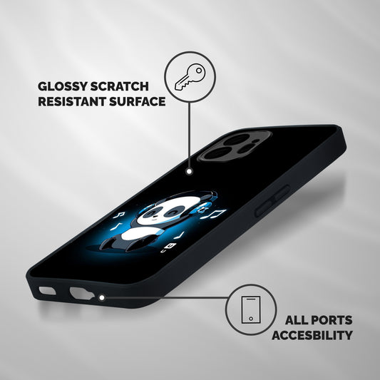 Adorable Panda Enjoying Music Shockproof Hybrid Protection (Metal + TPU) Back Case Cover