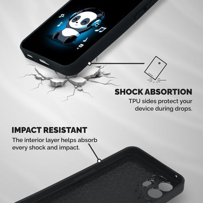 Adorable Panda Enjoying Music Shockproof Hybrid Protection (Metal + TPU) Back Case Cover