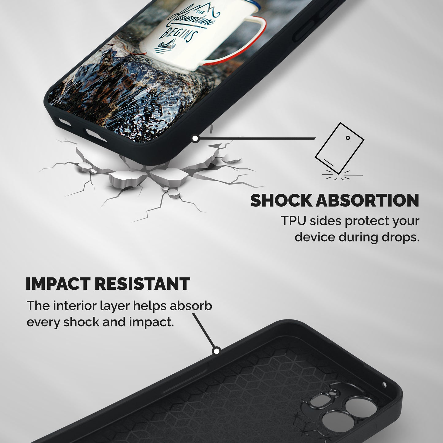 Adventure Begins Shockproof Hybrid Protection (Metal + TPU) Back Case Cover