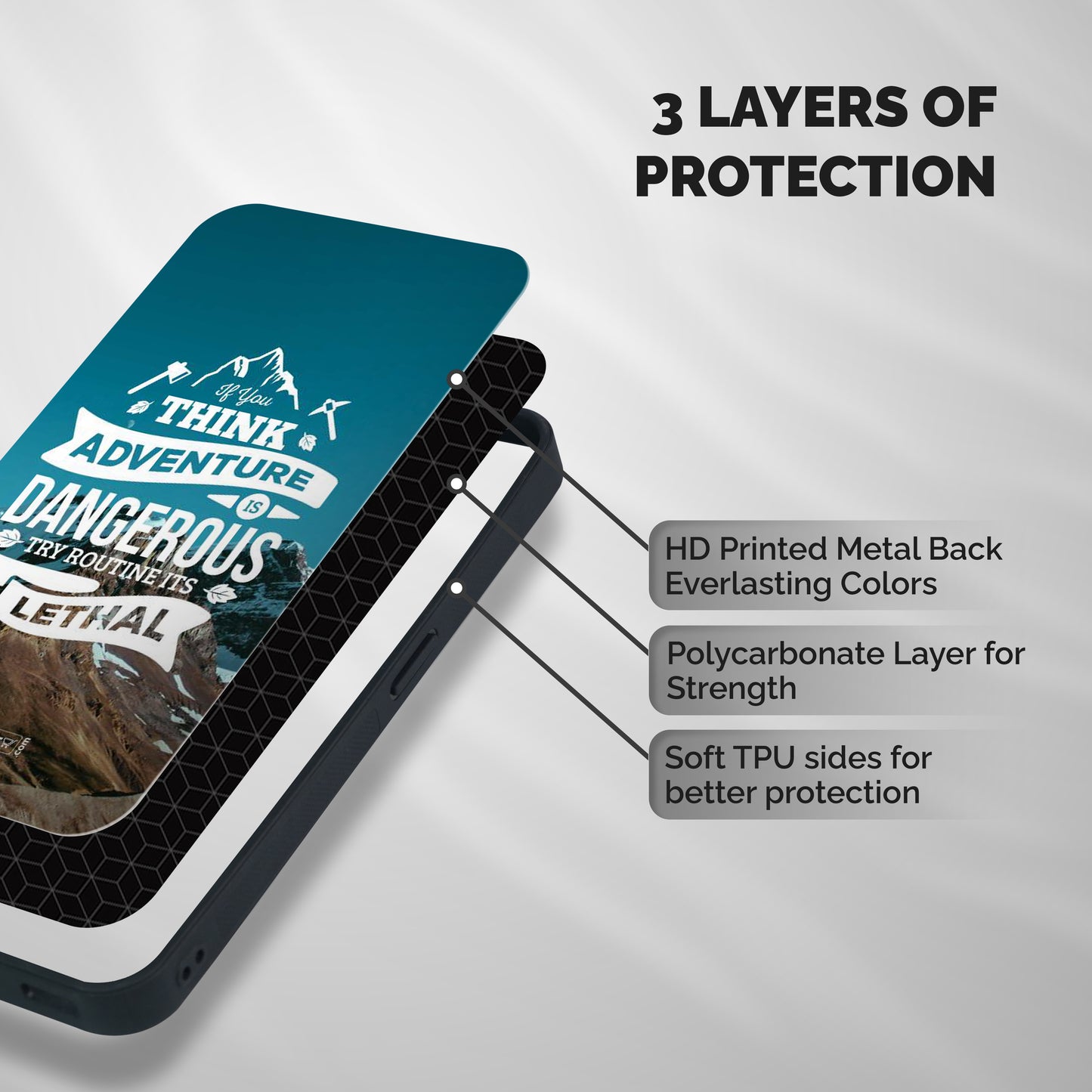 Adventure Dangerous Lethal Shockproof Hybrid Protection (Metal + TPU) Back Case Cover