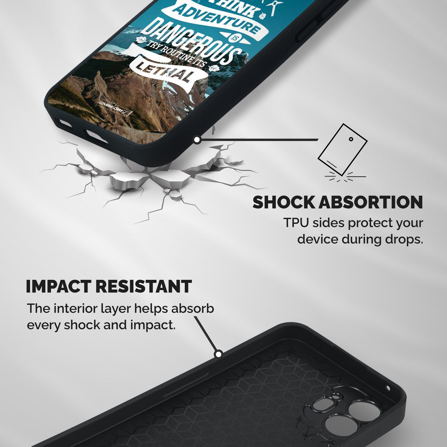 Adventure Dangerous Lethal Shockproof Hybrid Protection (Metal + TPU) Back Case Cover