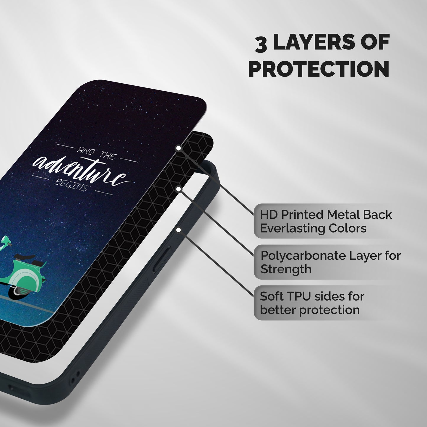 Adventure Scooter Shockproof Hybrid Protection (Metal + TPU) Back Case Cover