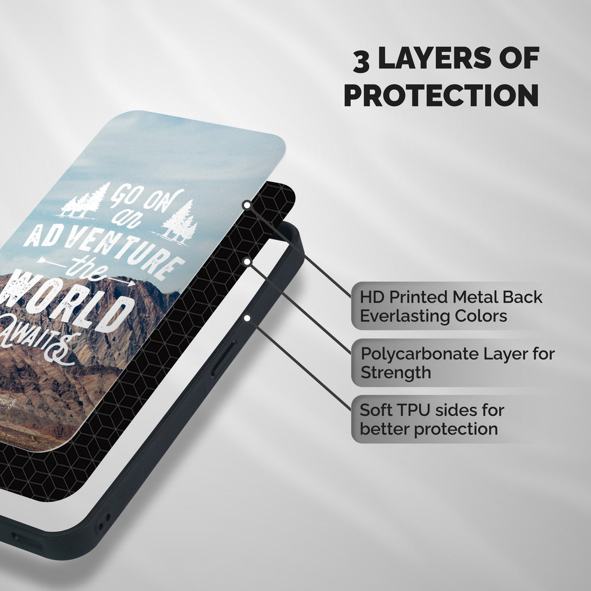 Adventure World Shockproof Hybrid Protection (Metal + TPU) Back Case Cover