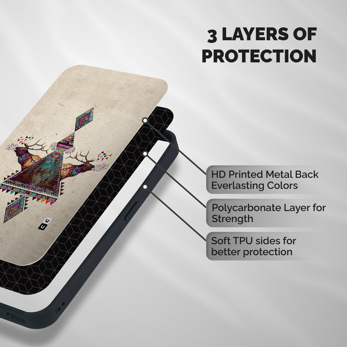 Aesthetic Bull Shockproof Hybrid Protection (Metal + TPU) Back Case Cover