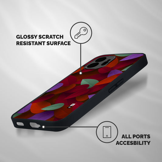 Aesthetic Colorful Leaves Shockproof Hybrid Protection (Metal + TPU) Back Case Cover