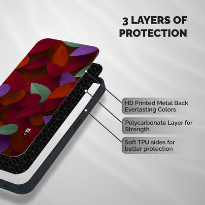 Aesthetic Colorful Leaves Shockproof Hybrid Protection (Metal + TPU) Back Case Cover