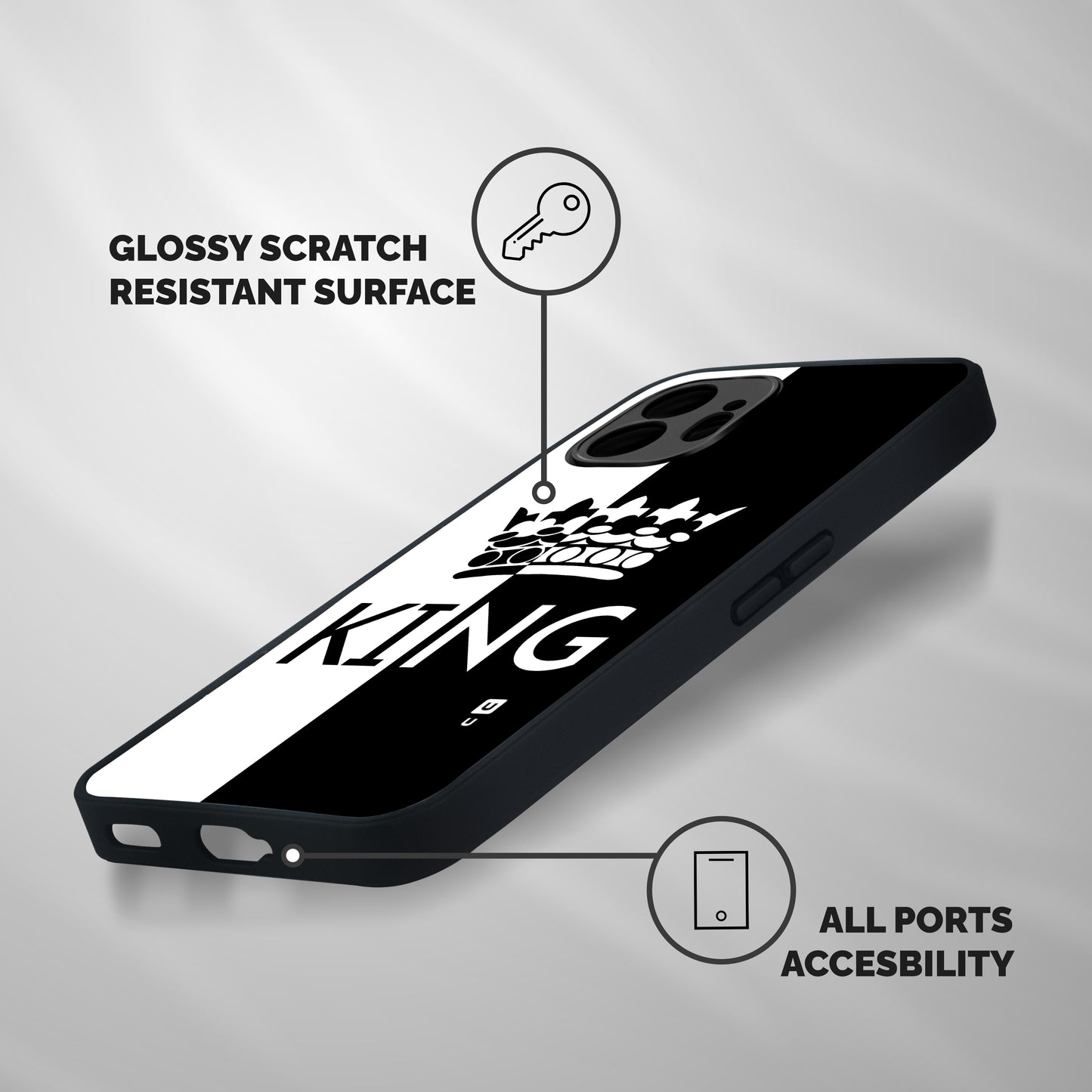 Aesthetic Crown King Shockproof Hybrid Protection (Metal + TPU) Back Case Cover