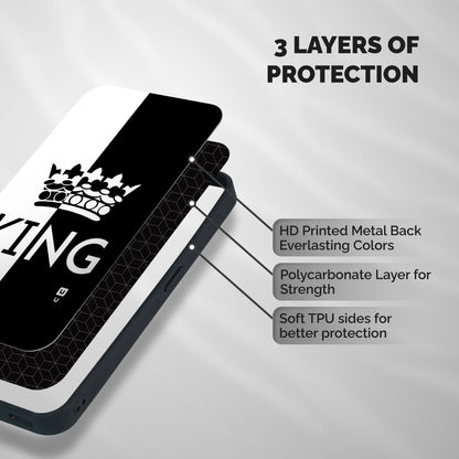 Aesthetic Crown King Shockproof Hybrid Protection (Metal + TPU) Back Case Cover
