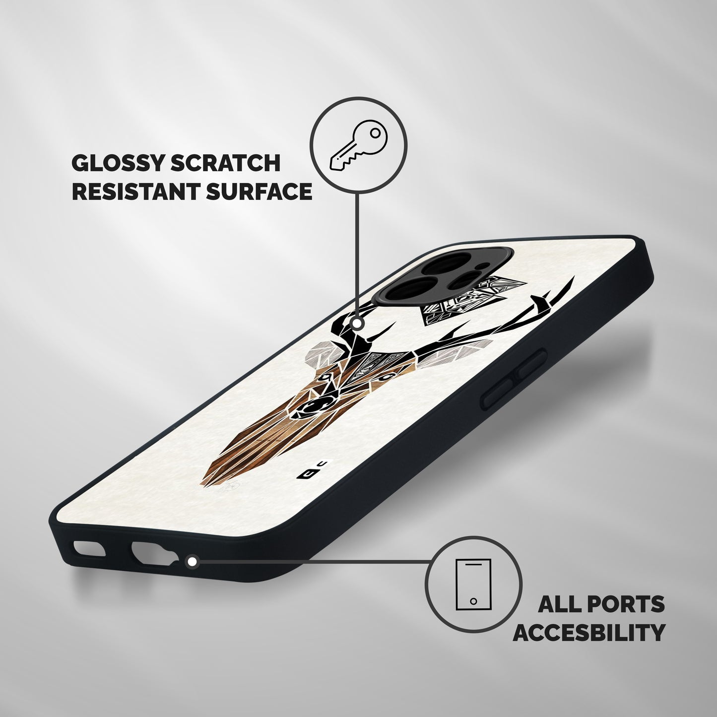 Aesthetic Deer Design Shockproof Hybrid Protection (Metal + TPU) Back Case Cover