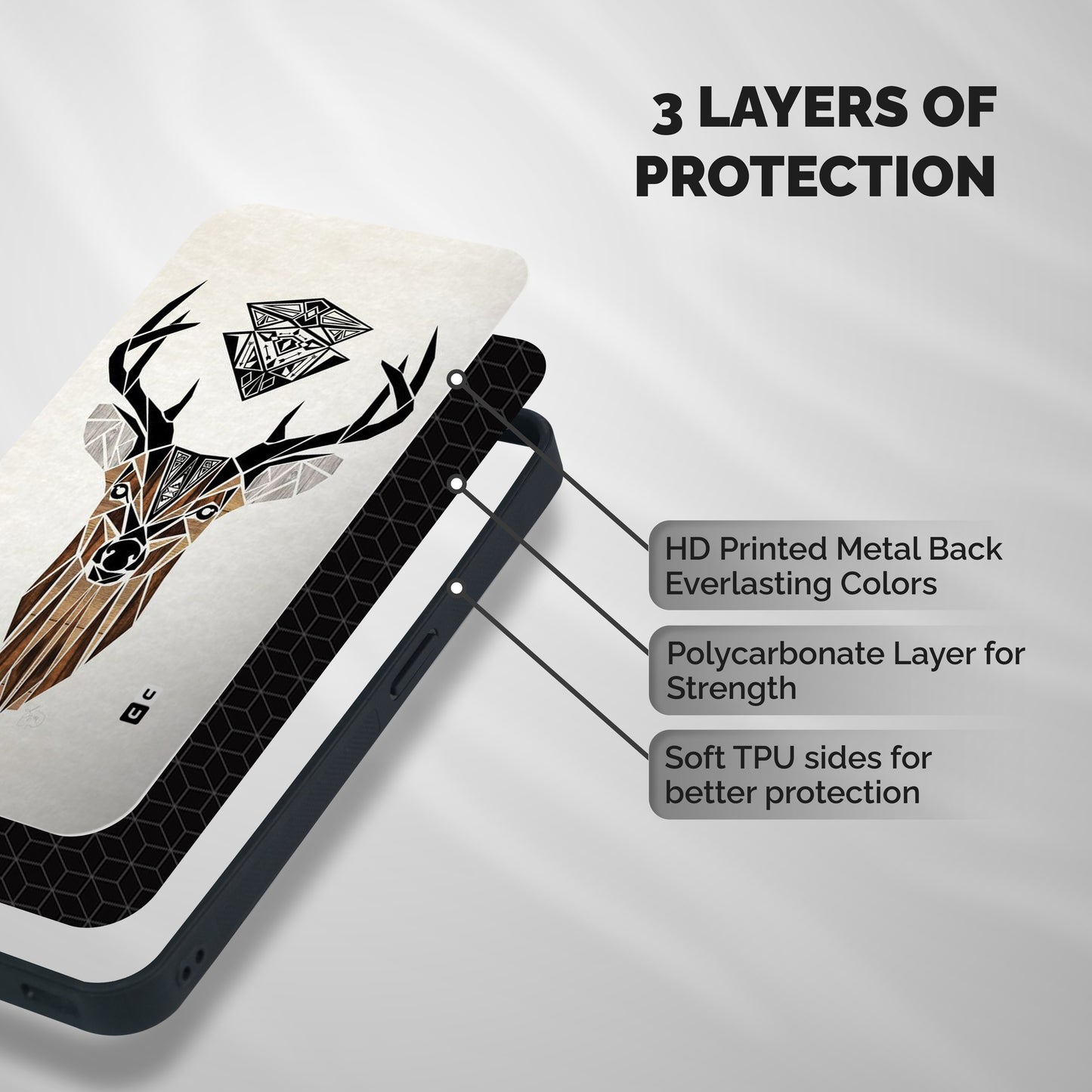 Aesthetic Deer Design Shockproof Hybrid Protection (Metal + TPU) Back Case Cover