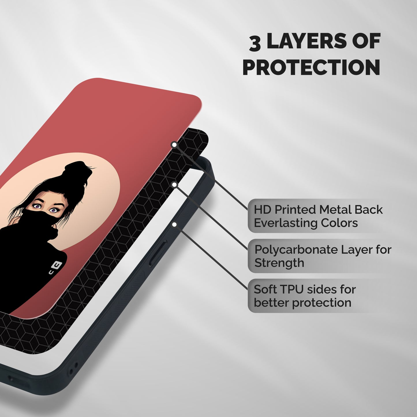 Aesthetic Digital Art Girl Shockproof Hybrid Protection (Metal + TPU) Back Case Cover