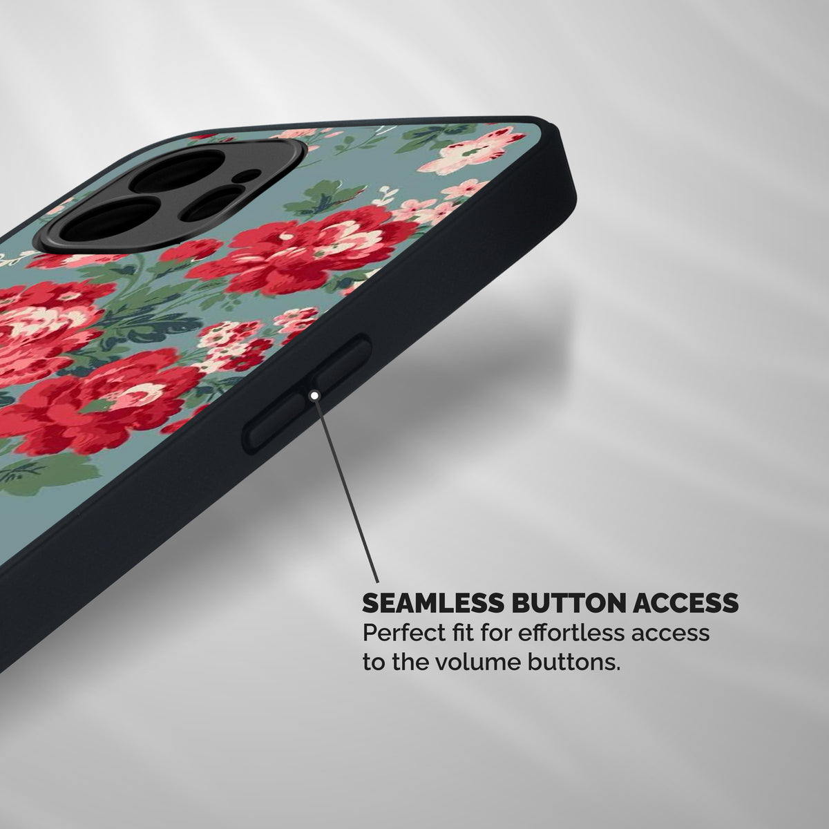 Aesthetic Floral Red Shockproof Hybrid Protection (Metal + TPU) Back Case Cover