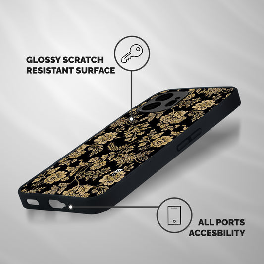 Aesthetic Golden Design Shockproof Hybrid Protection (Metal + TPU) Back Case Cover