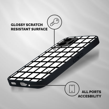 Aesthetic Grid Lines Shockproof Hybrid Protection (Metal + TPU) Back Case Cover