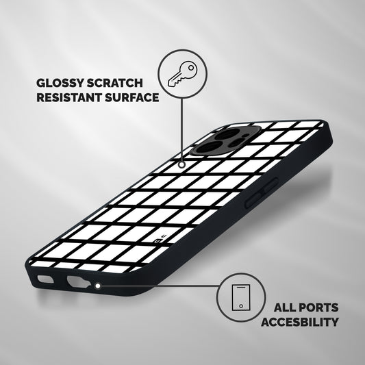 Aesthetic Grid Lines Shockproof Hybrid Protection (Metal + TPU) Back Case Cover