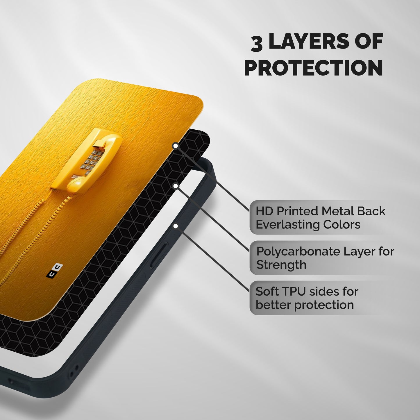 Aesthetic Yellow Telephone Shockproof Hybrid Protection (Metal + TPU) Back Case Cover