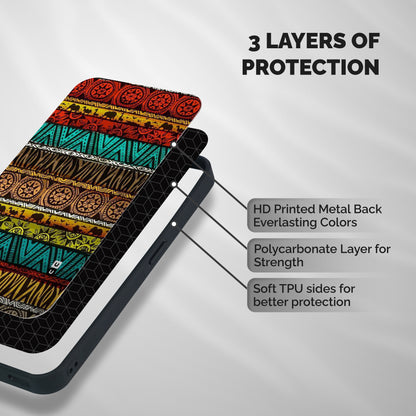 African Design Pattern Shockproof Hybrid Protection (Metal + TPU) Back Case Cover