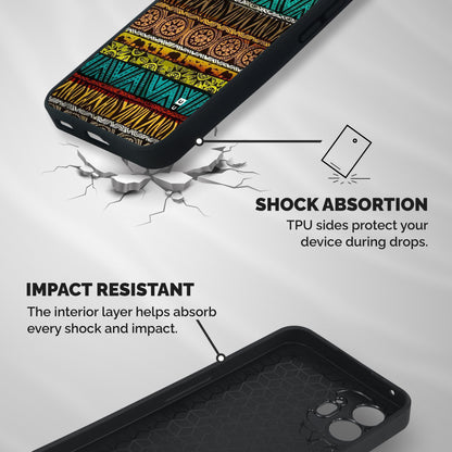 African Design Pattern Shockproof Hybrid Protection (Metal + TPU) Back Case Cover