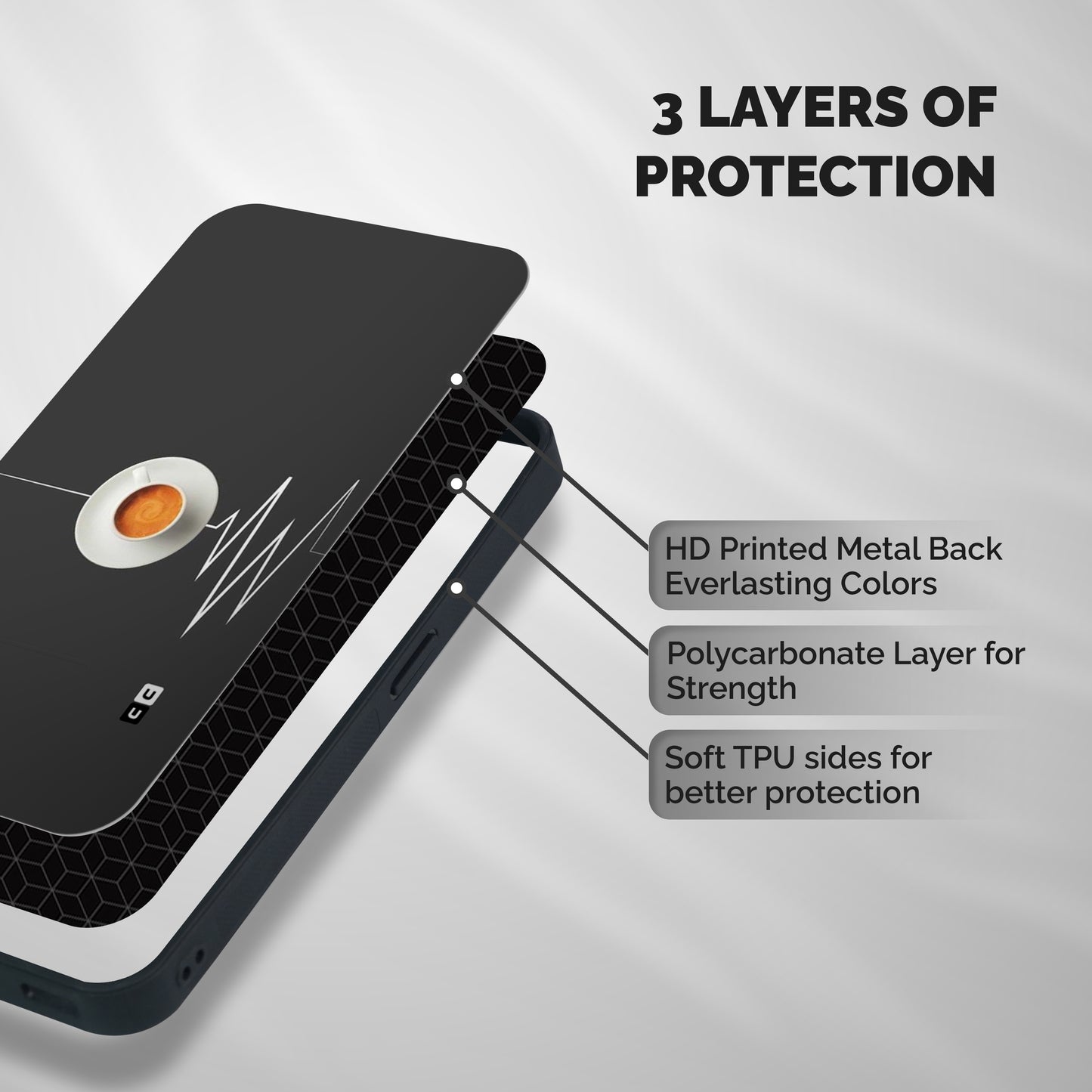 After Coffee Shockproof Hybrid Protection (Metal + TPU) Back Case Cover