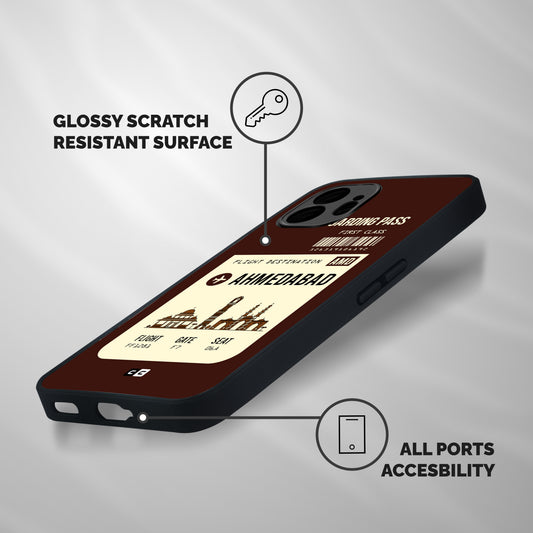 Ahmedabad Boarding Pass Shockproof Hybrid Protection (Metal + TPU) Back Case Cover