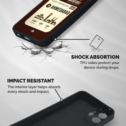 Ahmedabad Boarding Pass Shockproof Hybrid Protection (Metal + TPU) Back Case Cover