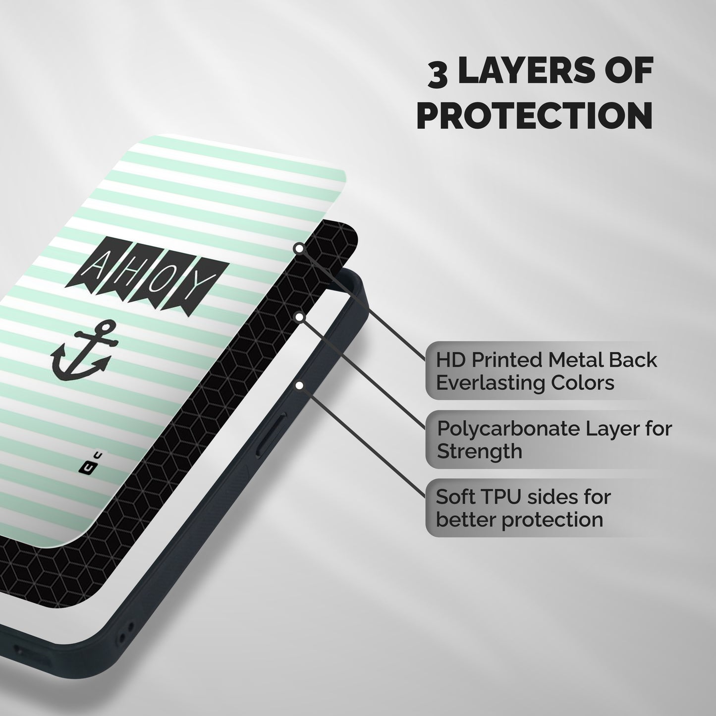Ahoy Sailor Shockproof Hybrid Protection (Metal + TPU) Back Case Cover