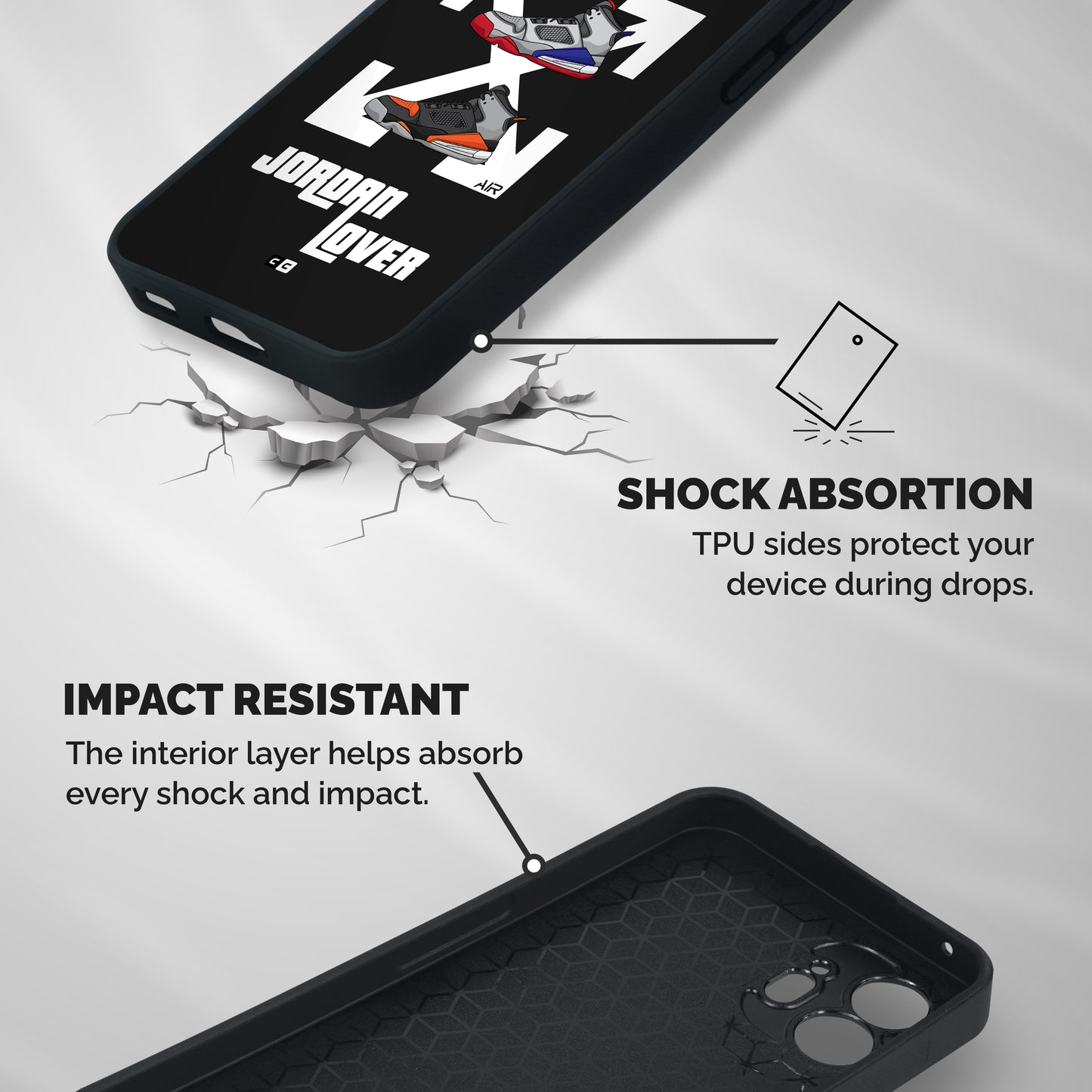 Air Shoe Lover Shockproof Hybrid Protection (Metal + TPU) Back Case Cover