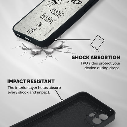Aliens Believe In Us Shockproof Hybrid Protection (Metal + TPU) Back Case Cover