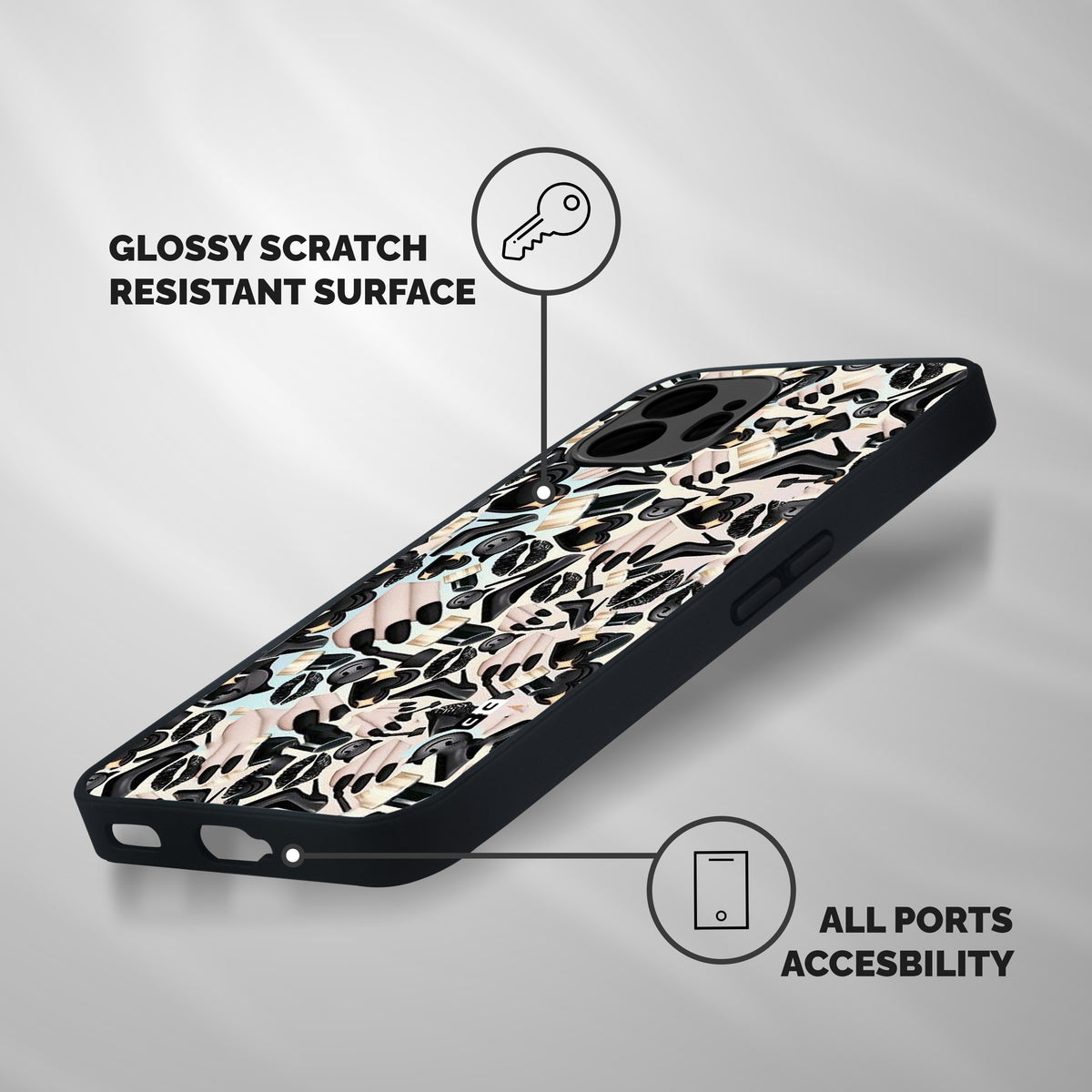 All Black Love Shockproof Hybrid Protection (Metal + TPU) Back Case Cover