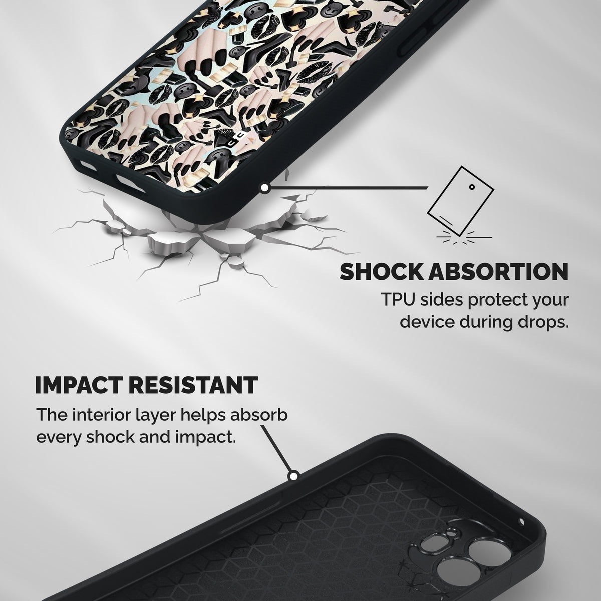 All Black Love Shockproof Hybrid Protection (Metal + TPU) Back Case Cover