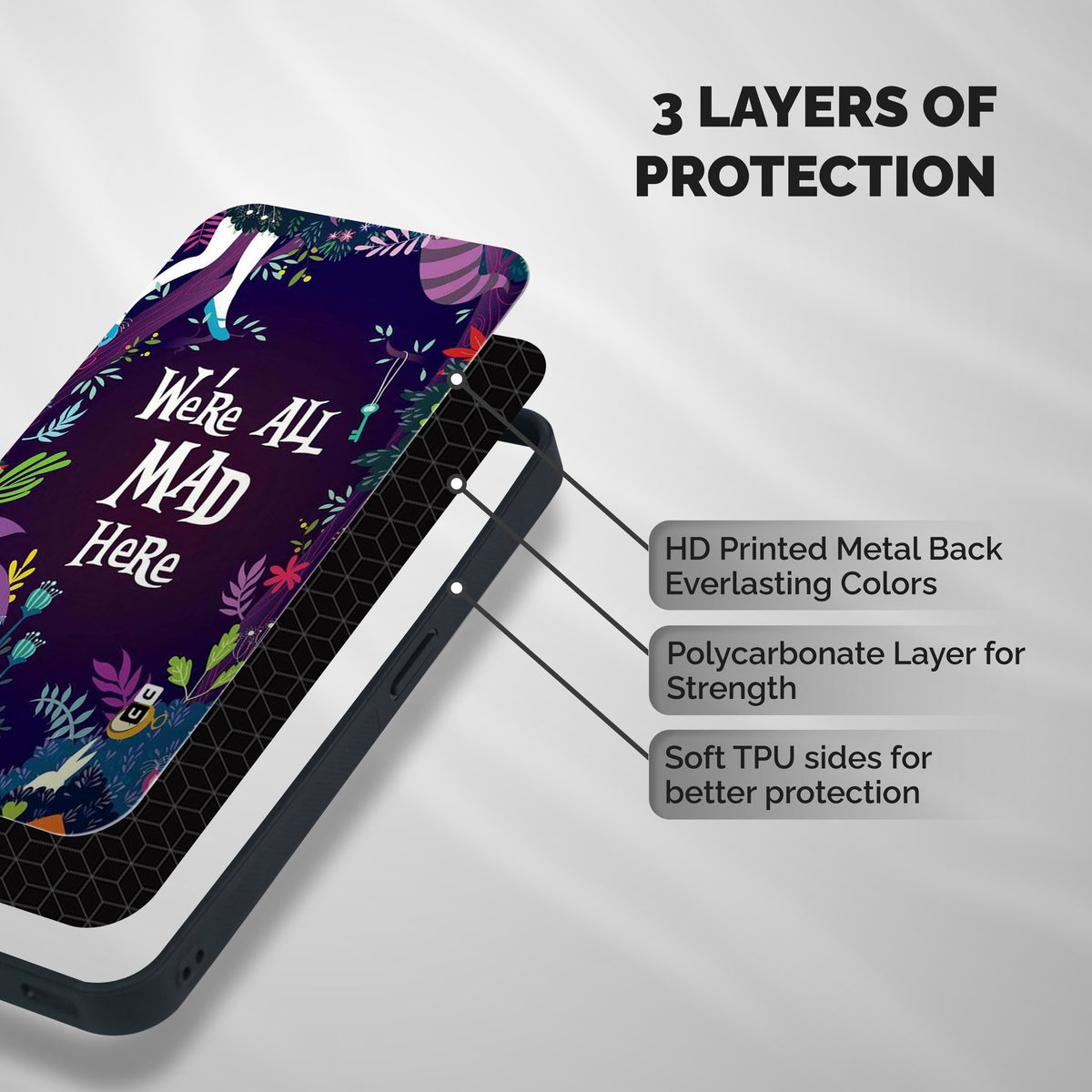 All Mad Shockproof Hybrid Protection (Metal + TPU) Back Case Cover