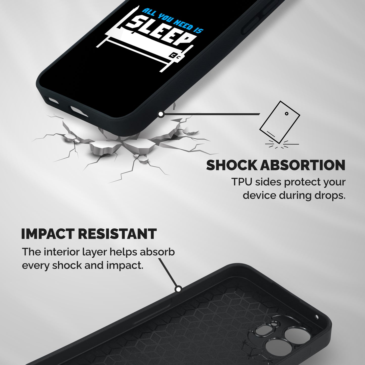 All You Need Sleep Shockproof Hybrid Protection (Metal + TPU) Back Case Cover
