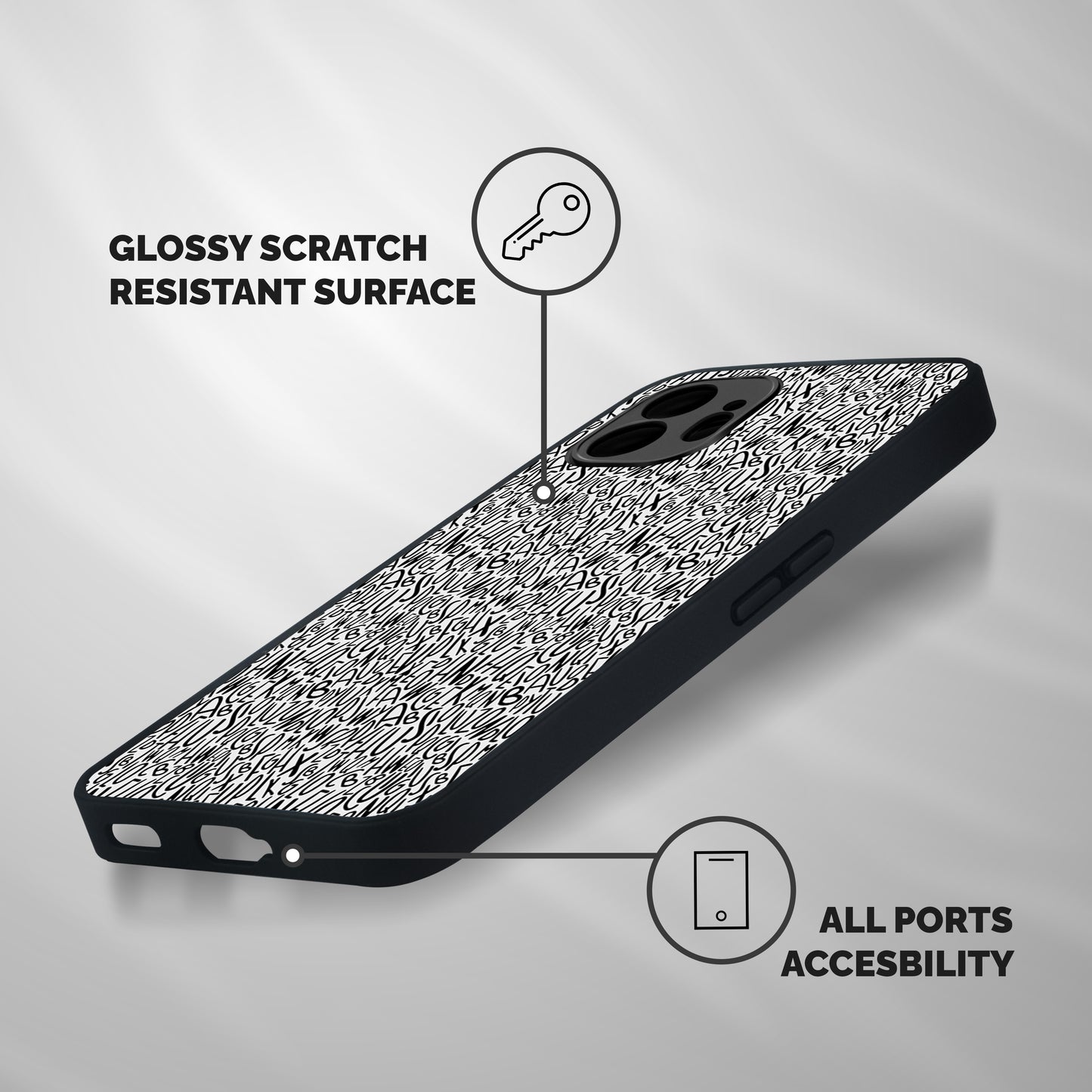 Alphabet Seamless Abstract Shockproof Hybrid Protection (Metal + TPU) Back Case Cover