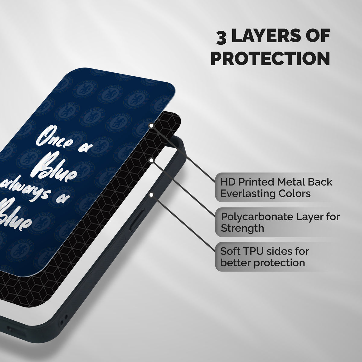 Always A Blue Shockproof Hybrid Protection (Metal + TPU) Back Case Cover