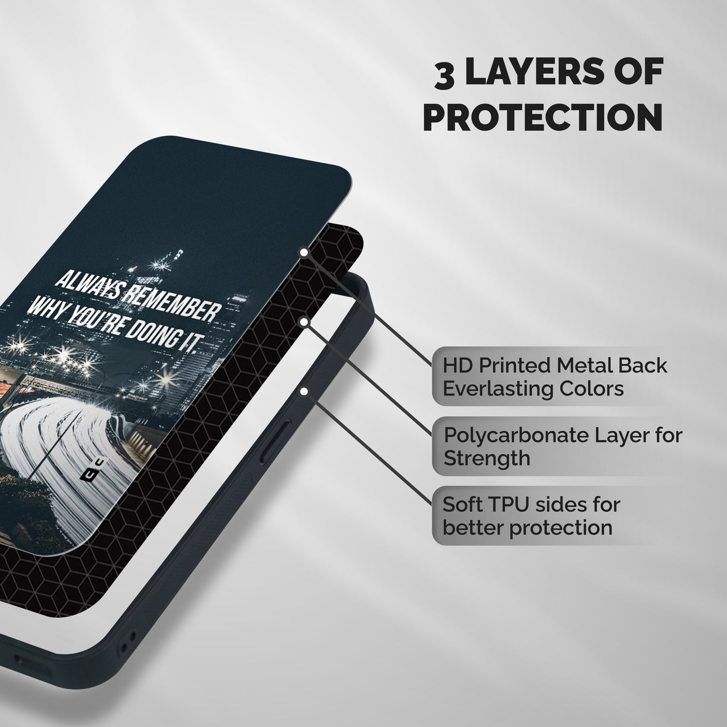Always Remember Shockproof Hybrid Protection (Metal + TPU) Back Case Cover