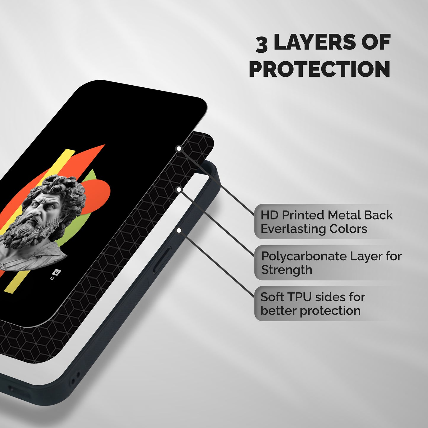 Amazing Geometry Shockproof Hybrid Protection (Metal + TPU) Back Case Cover