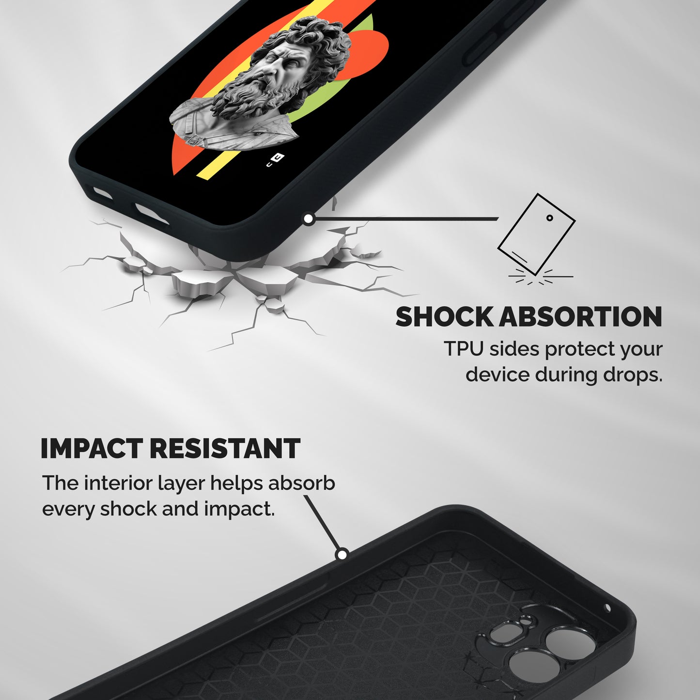 Amazing Geometry Shockproof Hybrid Protection (Metal + TPU) Back Case Cover