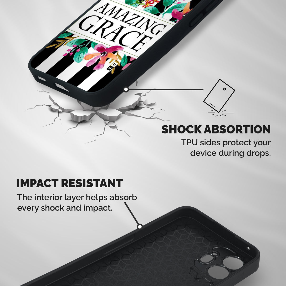 Amazing Grace Shockproof Hybrid Protection (Metal + TPU) Back Case Cover