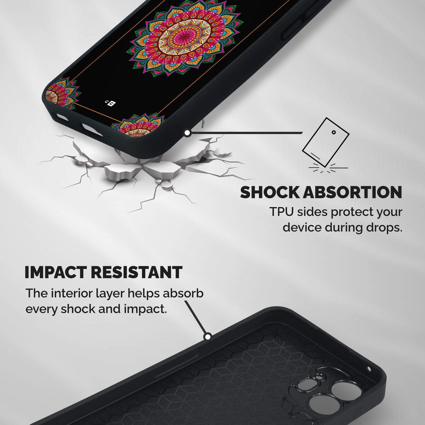Amazing Mandala Art Shockproof Hybrid Protection (Metal + TPU) Back Case Cover