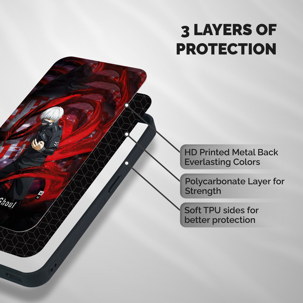 Amazing Tokyo Ghoul Shockproof Hybrid Protection (Metal + TPU) Back Case Cover