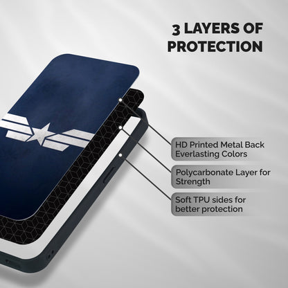 American Shield Shockproof Hybrid Protection (Metal + TPU) Back Case Cover