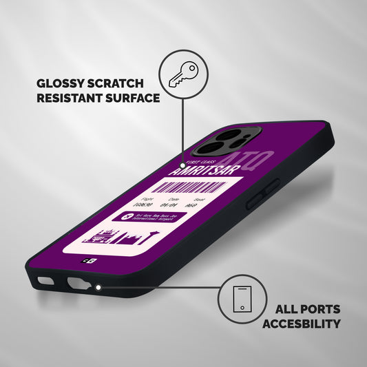 Amritsar Boarding Pass Shockproof Hybrid Protection (Metal + TPU) Back Case Cover