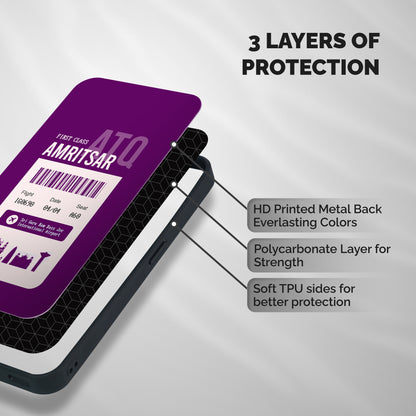 Amritsar Boarding Pass Shockproof Hybrid Protection (Metal + TPU) Back Case Cover