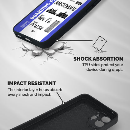 Amsterdam Boarding Pass Shockproof Hybrid Protection (Metal + TPU) Back Case Cover