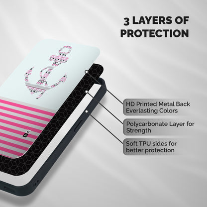 Anchor Design Stripes Shockproof Hybrid Protection (Metal + TPU) Back Case Cover